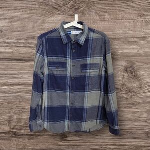 ⭐️Old Navy Mens Blue and Gray Casual Button Down Flannel Shirt Size Small